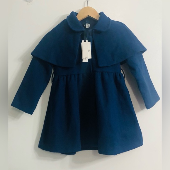 DannaBelle dress coat cloak lapel buttons long blue . 6Y